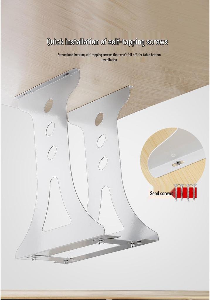 Adjustable Under-Desk Metal Computer Bracket for Hanging Support