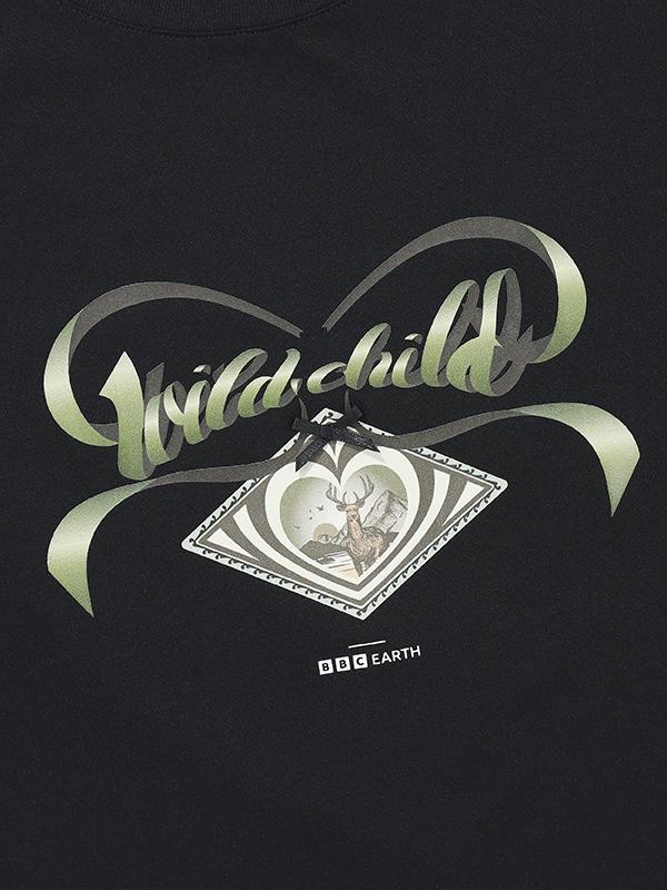 BBC EARTH W Ribbon Short Sleeve Round_Black