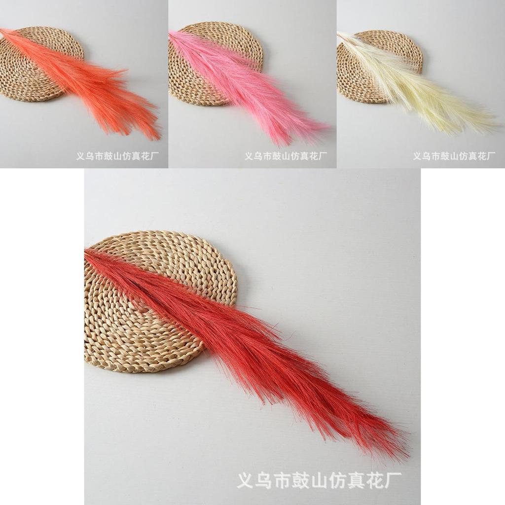 Simulated Phragmites Australis With Bright Feathers For Event Decoration And Photo Shoots