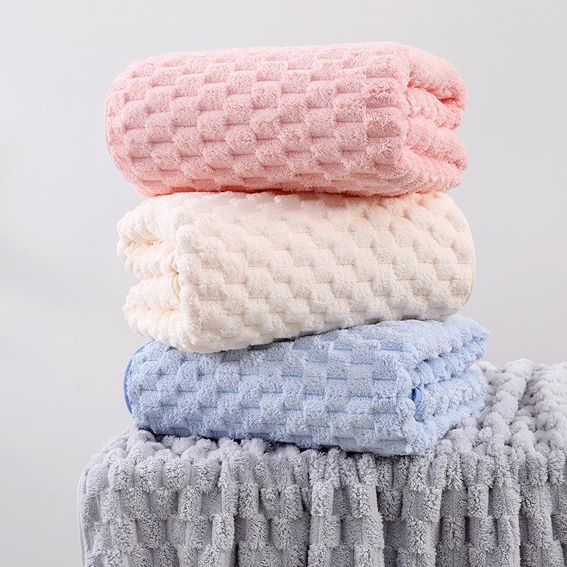 Cloud Velvet Oversized Quick Drying Bath Towel - Thick, Absorbent, Coral Fleece