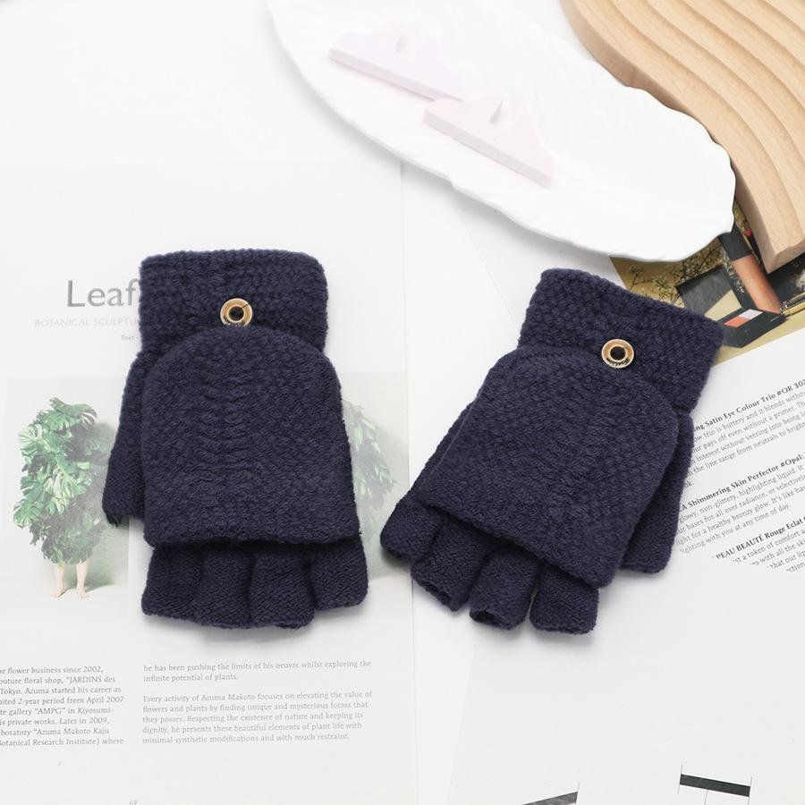 Zimní bezprsté rukavice s odklápěcím vrškem v korejském stylu - Unisex, kreslený design, kompatibilní s dotykovou obrazovkou, ideální pro psaní a ťukání