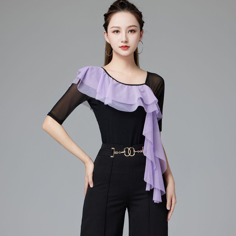 

Women s Modern Latin Dance Practice Top - Elegant Style for Europe, America, and Southeast Asia Extra Large фіолетовий