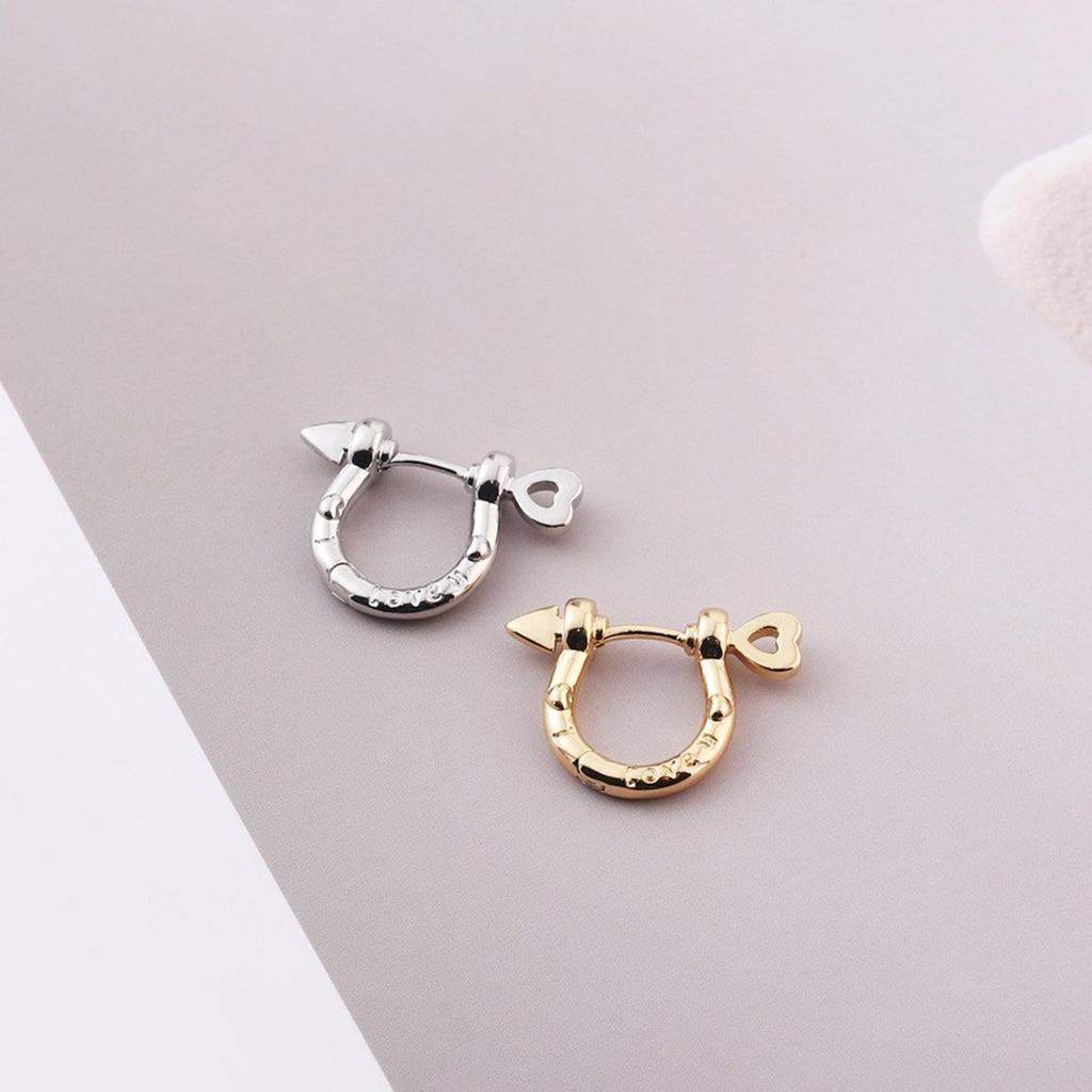 Stylish Letter Designs U Shaped Hoop Earrings in Various Color Portable Jewelry Accessory for Trendy Men and Women