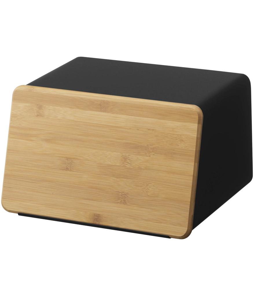 Yamazaki Bread Case with Removable Lid, Black, Approx. W31.5 X D24.5 X H18.5cm, Tower-Shaped, Sliding Lid, Large Capacity, Product Number: 5291
