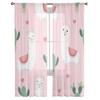 Alpackor Och Kaktus Tecknad Rosa Tyll Skira Gardiner för Vardagsrum Rum Sovrum Kök Dekoration Voile Organza Gardiner