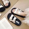 Super fire with skirt French flat bottom sandals women's summer wear 2025 new fashion high-end thick-soled slippers