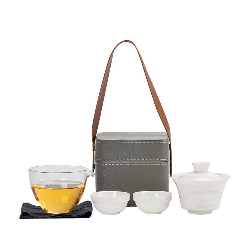 Sheep Fat Jade Porcelain Travel Tea Set Set C