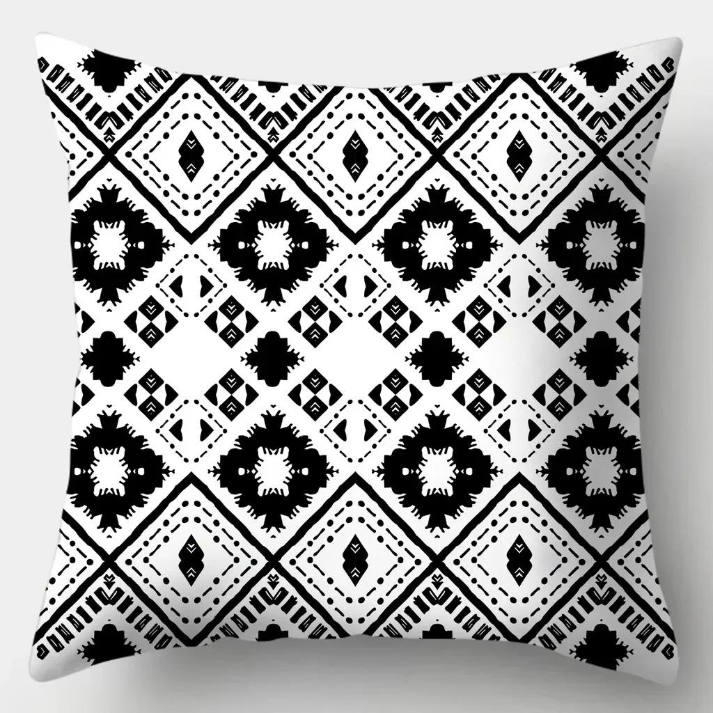 Home Decoration Black and White Series Printed Pillowcase Square Sofa Simple Cushion Cover ,(5)