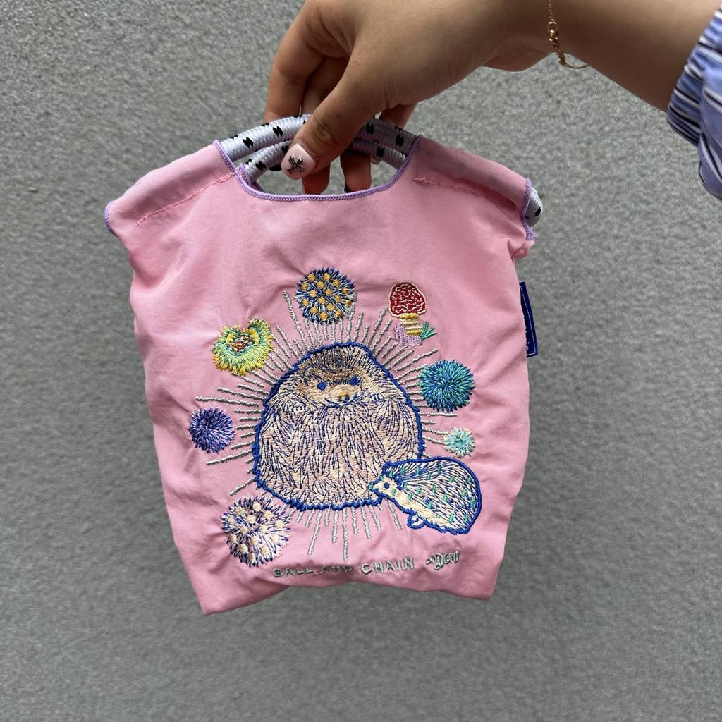 Eco-Friendly Embroidered Nylon and Canvas Shopping Bag