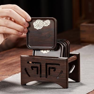 GIANXI Wood Teacup Mat Household Cup Holder Coasters Tea Mat Tea Ceremony Matching Tea Coaster Kung Fu Tea Set Accessories