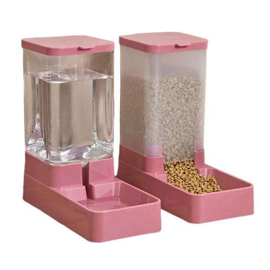 Automatic Pet Feeder And Water Dispenser Set 3.8L Capacity Food Bowl Water Drinker Pet Feeding Station for Small Medium Dog Cat Puppy
