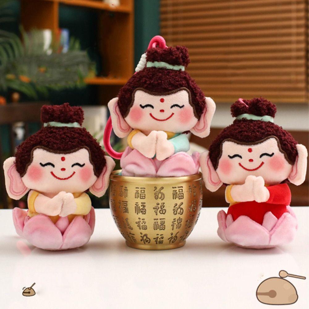 Guanyin Wealth God Keychain Yuchi Gong Plush God of Longevity Pendant  Key Decor
