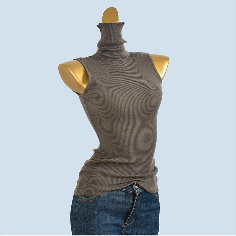 High Proportion Woolen Sweater Autumn and Winter Turtleneck Sleeveless Vest Slim Fit Slimming Women Inner Wear Bottoming Shirt All-Matching Top