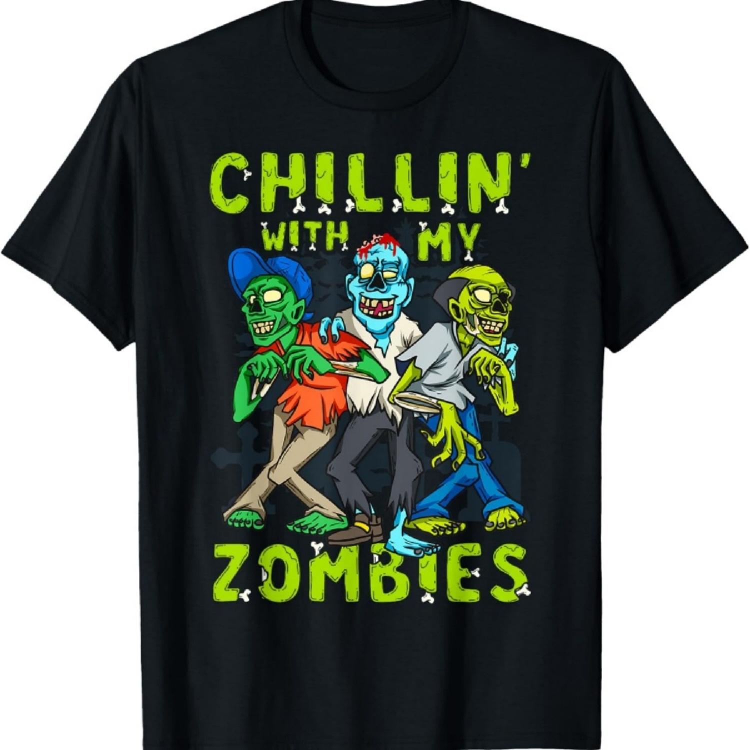 

Chillin With My Zombies Halloween Boys Kids Funny T-Shirt XXXXXL чорний
