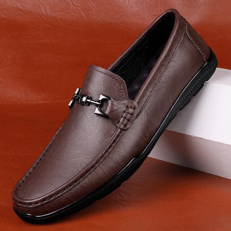 

Мужская обувь 2025 лето новая мужская повседневная водонепроницаемая обувь для вождения Doudou низкий верх на одной педали плоская повседневная кожаная обувь 44 коричневый