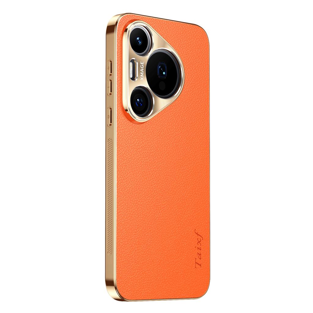 Kožený Pokovovaný Nárazuvzdorný Kryt Pro Huawei Pura 70 Ultra P60 P50 P30 Pro + Plus Textura Vzor Liči Ochranné Pouzdro na Objektiv