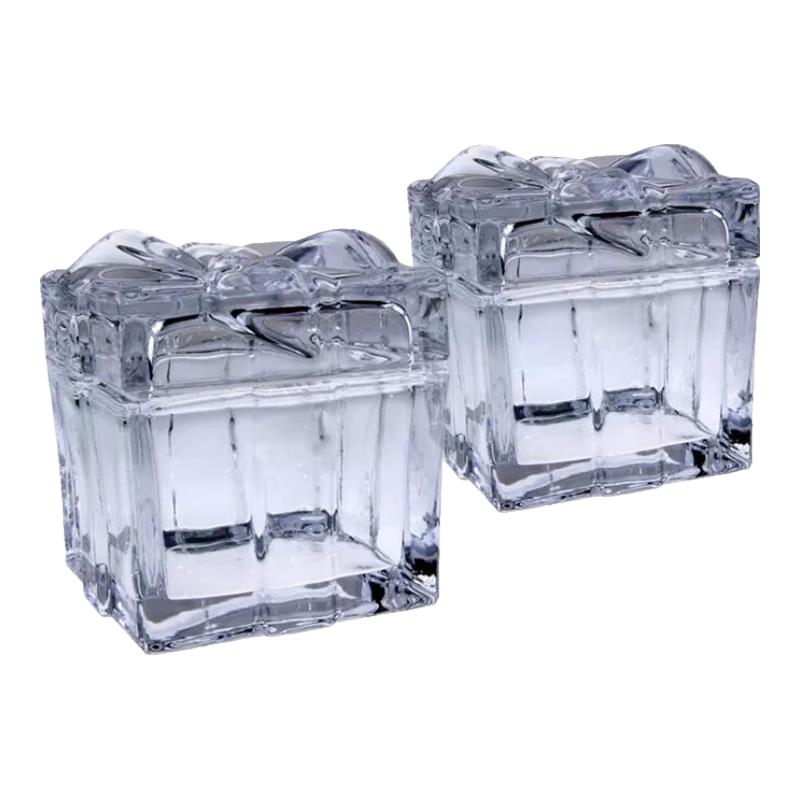 Fleventz Retro Crystal Glass Bow-Knot Candy Jar with Lid