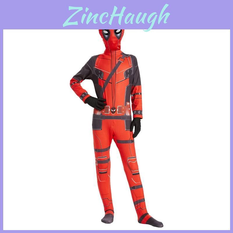 Deadpool Cosplay Jumpsuit With Polyester Spandex For Kids Halloween Party