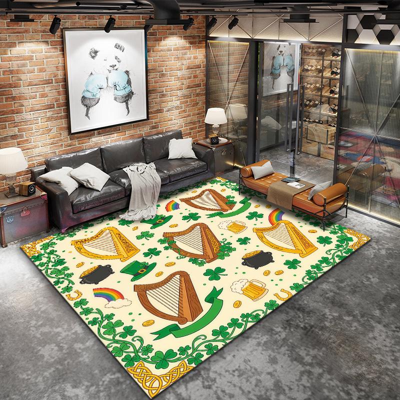 St.Patrick's Day cloverPattern Square Carpet,Area Rug,Carpet Rug for Living Room Bedroom Sofa Playroom Decor,Non-slip Floor Mat,Holiday Birthday Gifts