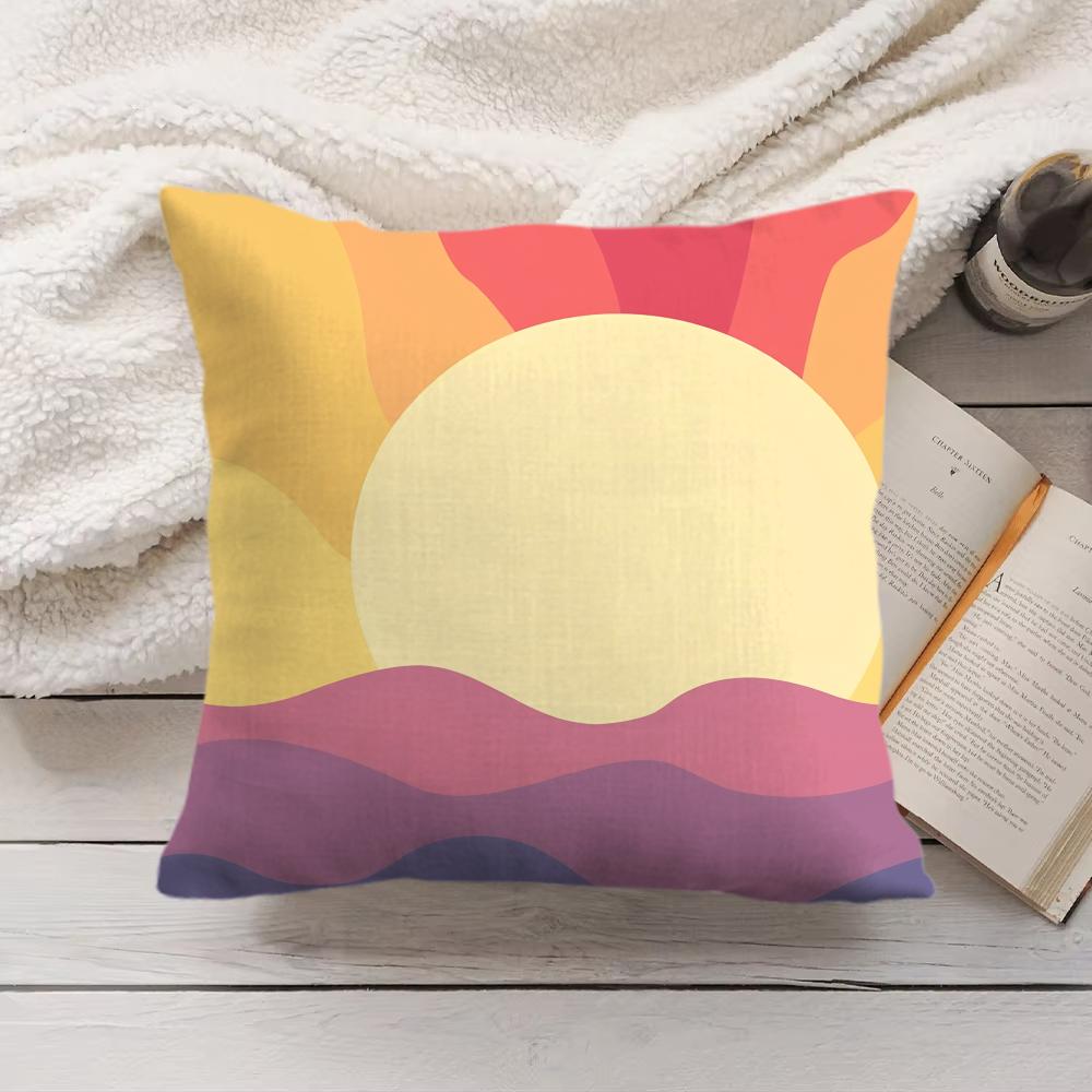 Sunset Gradient Pattern Cushion Cover Soft Short Plush Pillow Cover Smooth Cozy Texture Aesthetic Cushion Case Home Decor
