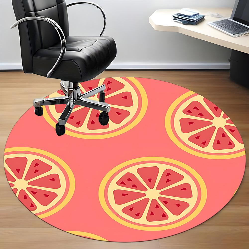 1pc Grapefruit Pattern Office Round Rug, Carpet for Office, Gaming, Lightweight Round Floor Mat yy260205074