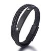 Stainless Steel PU Leather Bracelet Vintage Woven Men's Jewelry Alloy Magnetic Clasp Cuff