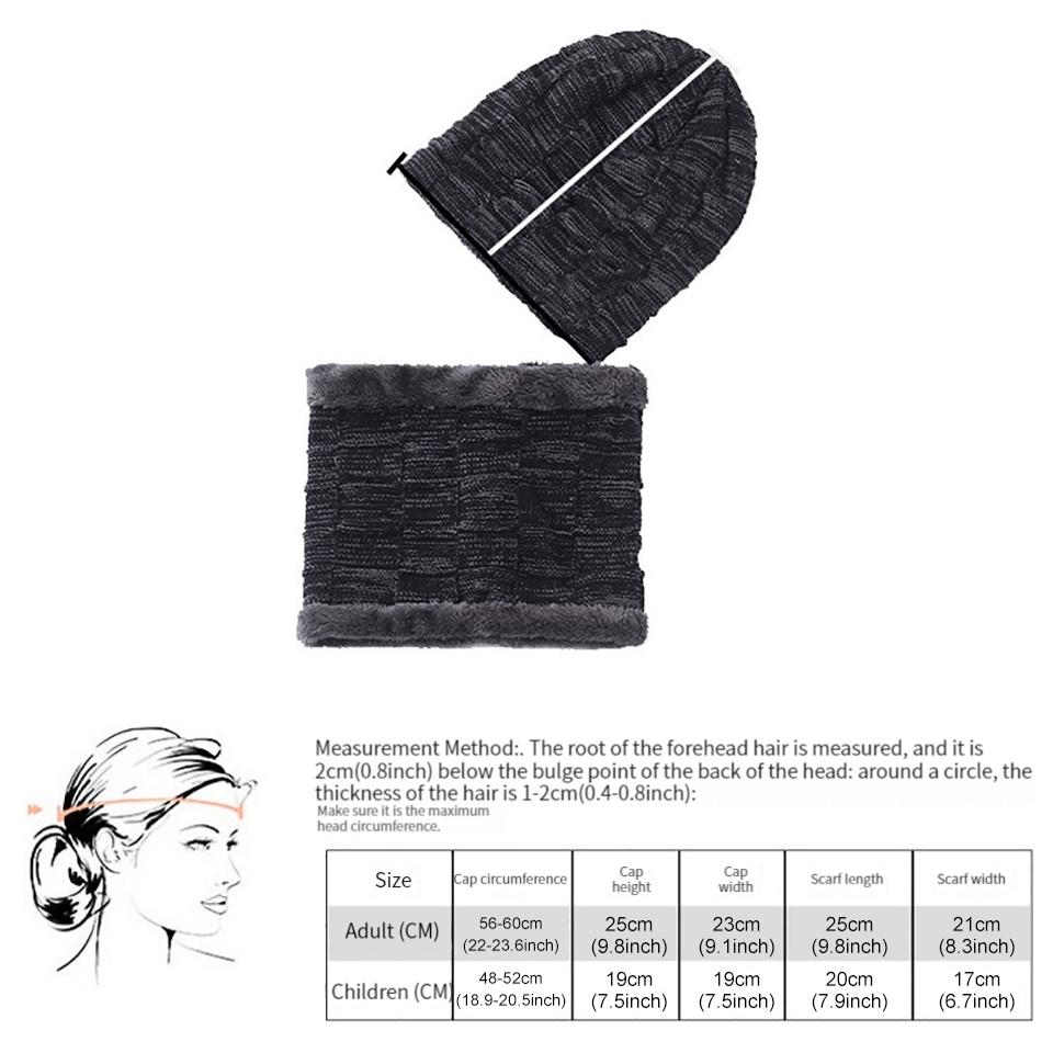 Loogdeel Scarf Suit Fleece Lined Thick Warm Cycling Ski Beanie Winter Cap Knitted Headwear for Outdoor Sports