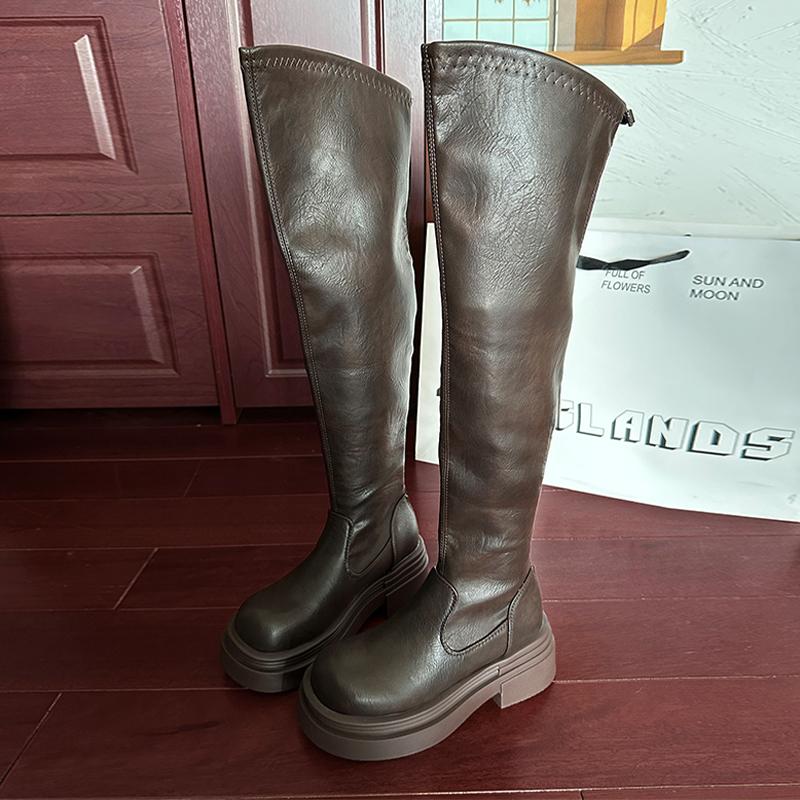 Mode Ballerinas Damen Overknee Stiefel Plateau Designer Kleid Wintermode Frau Hohe Stiefel 2025 Marke Goth Motorrad Botas Mujer