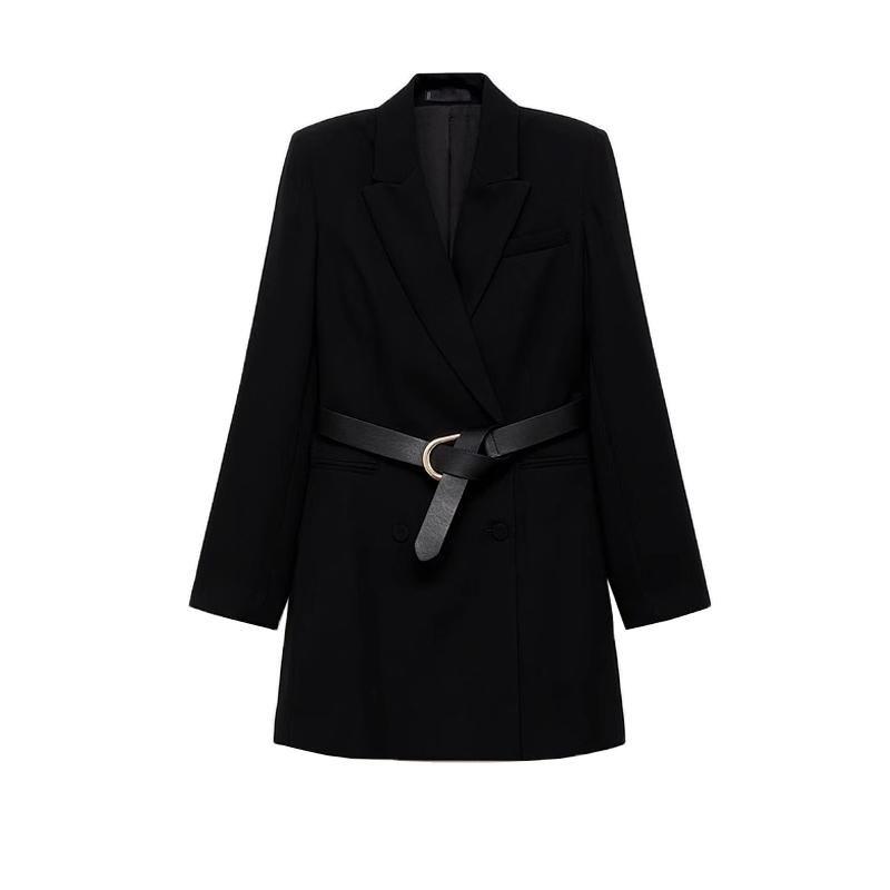 Fall and Winter New Women's Clothing Business Casual Belt Decorative Suit Outwear Mini Dress 87070630