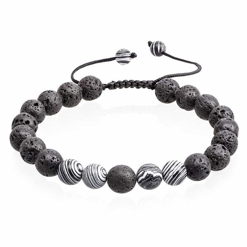Black Lava Stone Crown Charm Tiger Eye Beads Bracelet For Men Women Braided Bracelets Handmade Adjustable  Pulseira