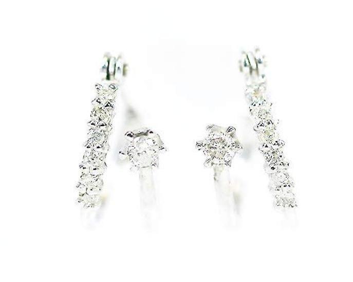 Platinum 900 Diamond Eternity Twin Earrings It Looks Like You Are Wearing Two Earrings [KASHIMA] 0.2ct