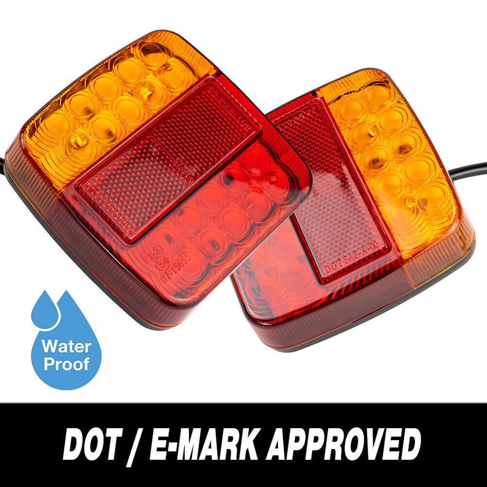 2Pcs Trailer Tail Lights Super Bright 12V Taillight Turn Signal Indicator Rear Reverse Brake Stop Lamp for Trailer Truck Caravan