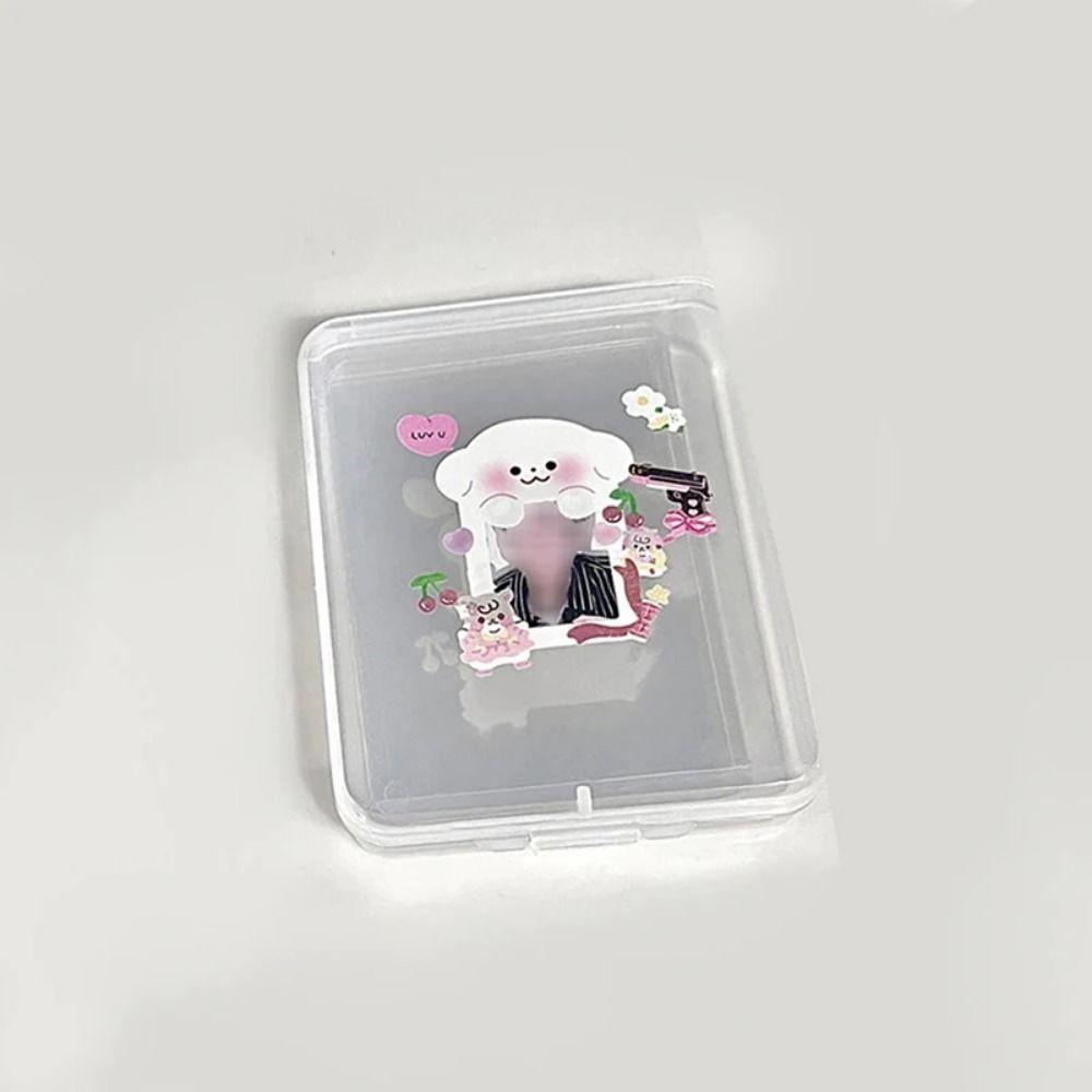 1Pcs Plastic Desktop Container Case Stickers Collection Photocard Holder Transparent Storage Box