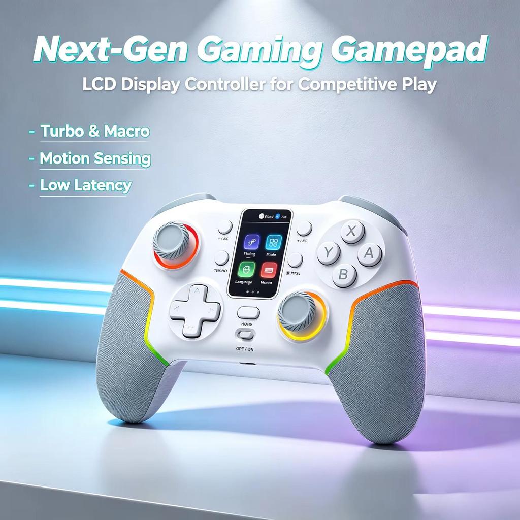Multiplattform Wireless Bluetooth Game Controller mit Bildschirm & Gyroskop - Kompatibel mit Switch, PC, Android, iOS