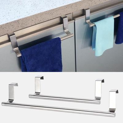 Towel Rack No-Punch Cabinet Door Back Rag Hangers Towel Bar Stainless Steel Bathroom Kitchen Cabinet Towel Rag Holder