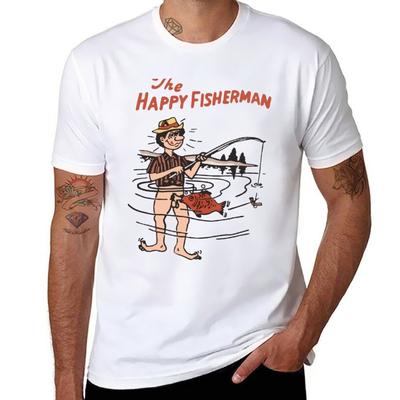 New The Happy Fisherman TShirt Funny T Shirts Customized T Shirts Graphic T Shirt Workout Shirts for Men