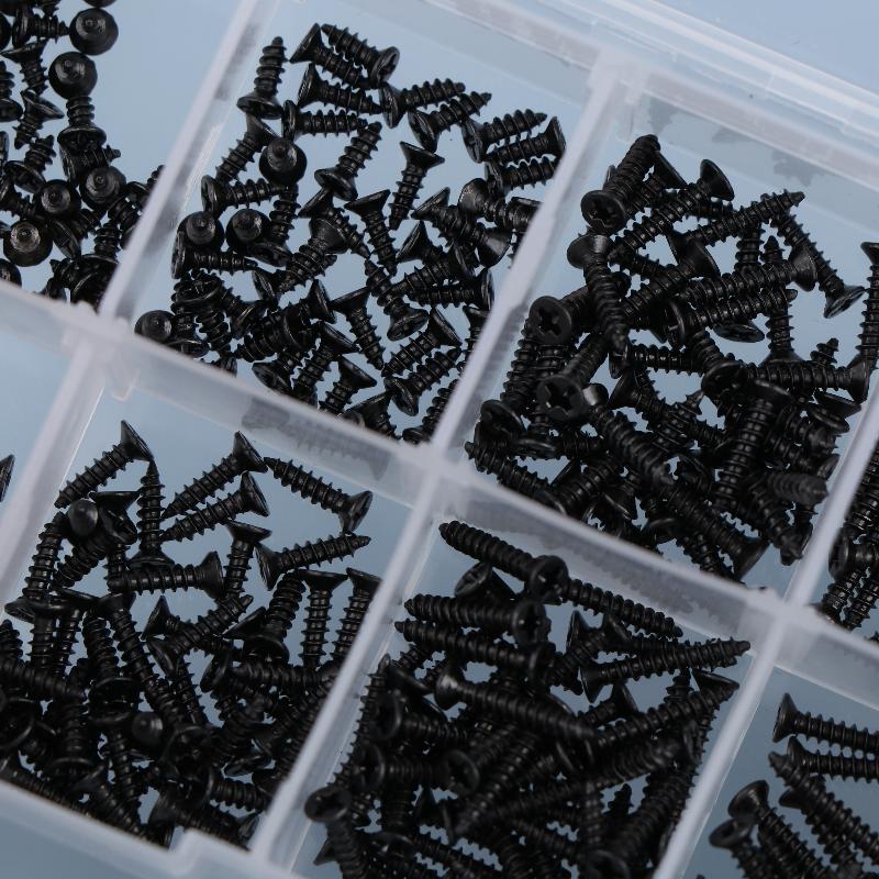 400/800 Stück/1 Satz M2 Schwarz Selbstschneidende Schrauben Sortimentskasten Sicherungsschrauben und Holzschrauben