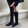 Coarse Heel Suede Over Knee Boots Pile Boots Women's Shoes 2025 Fall/Winter Khaki Skinny Boots Knight Boots