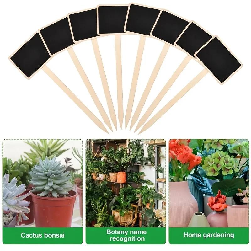 10pcs/20pcs Rustic Wooden Plant Labels T-Shaped Garden Signs Blackboard Message Board Floor Mount Garden Label Garden Supplies