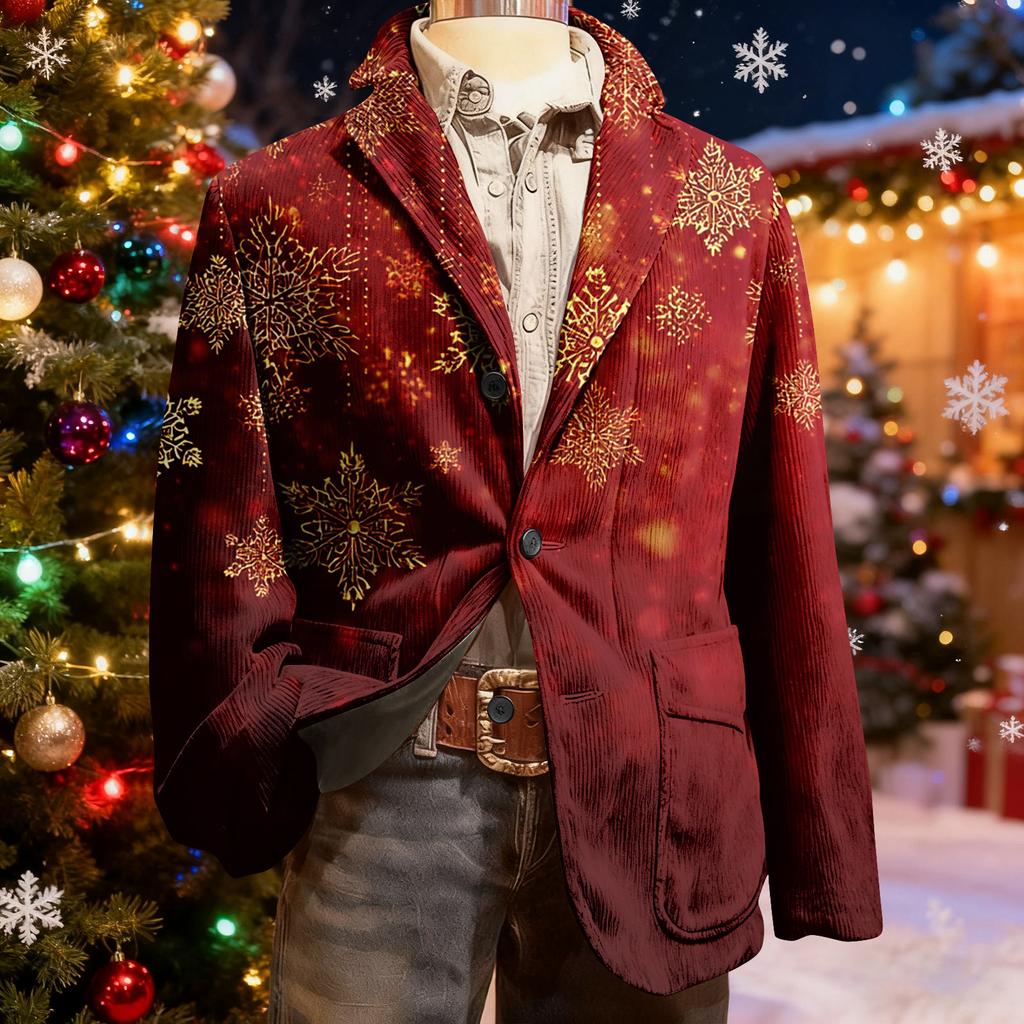 Herren Hässlicher Weihnachten Kord Warmtaschen Anzugjacke Strickjacke Herren Freizeitanzug
