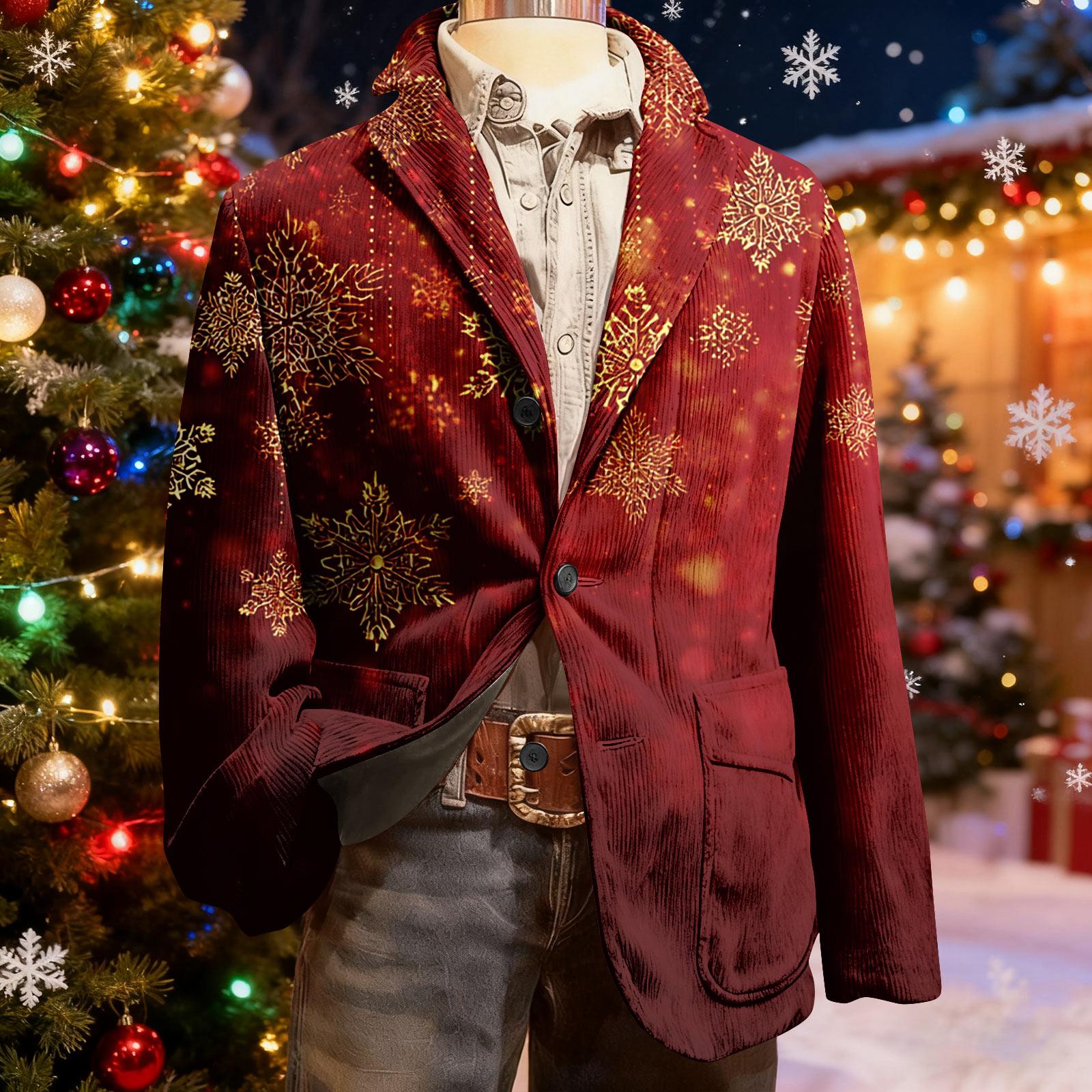 

Чоловічий потворний різдвяний вельветовий теплий піджак-кардиган з кишенями, чоловічий повсякденний костюм XXXL винний
