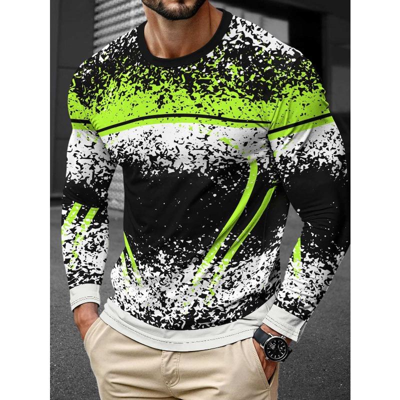Herbst und Winter Herren 3D-Druck Rundhals Langarm T-Shirt