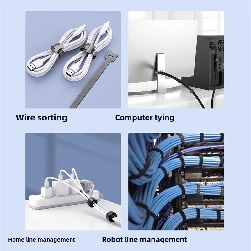 Self Adhesive Velcro Fastener Nylon Fastening Wire Buckle Diy Cable Management Straps Adjustable Cord Buckle Reusable Cable Ties