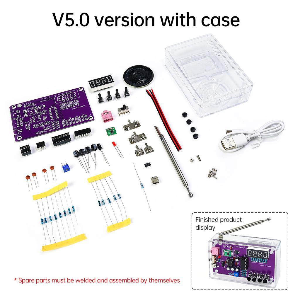 HU-017A HU-017BRDA5807S Radio Kit FM DIY Electronic Parts Learning Set 87-108MHz Board Kit for Electronic Component Accessories