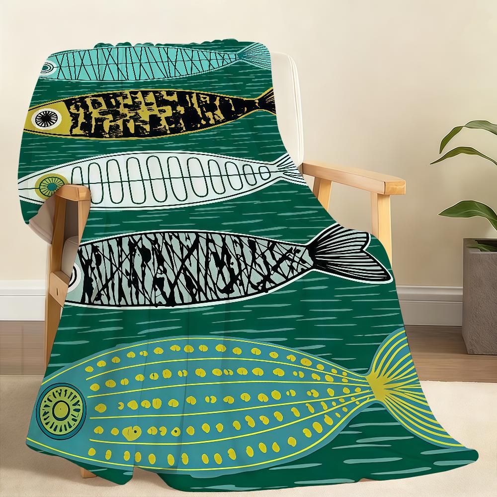 Bunte Sardinenfische Ozean Lustige Decke Für Weiche Überwurfdecke für Picknick Bett Sofa Zuhause Schlafzimmer Gemütlich Warm Bequem
