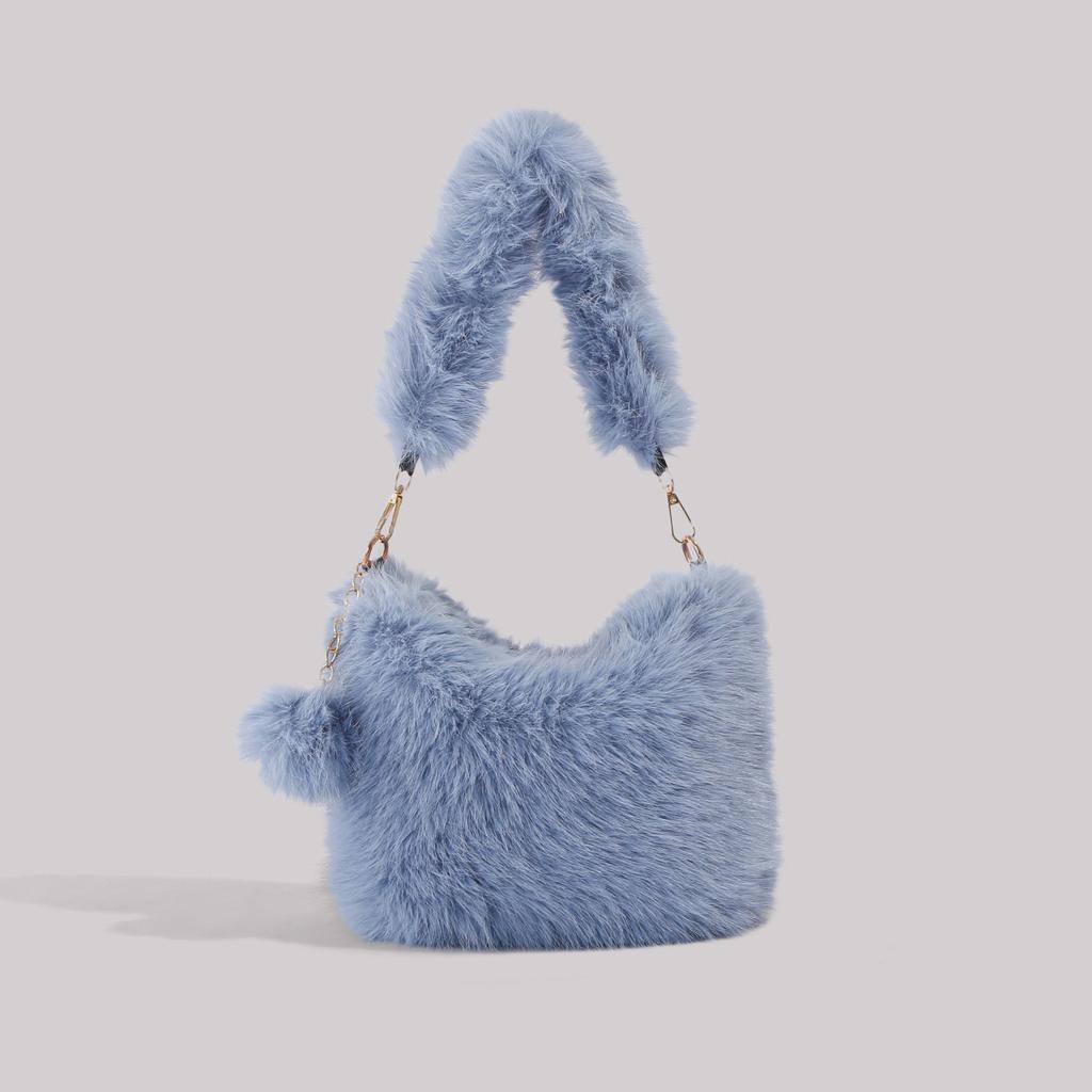 Unterarmtasche flauschige Tasche Damen 2025 Winter neu Nischenmode Handtasche einzelne Schulter lässige Plüschtasche