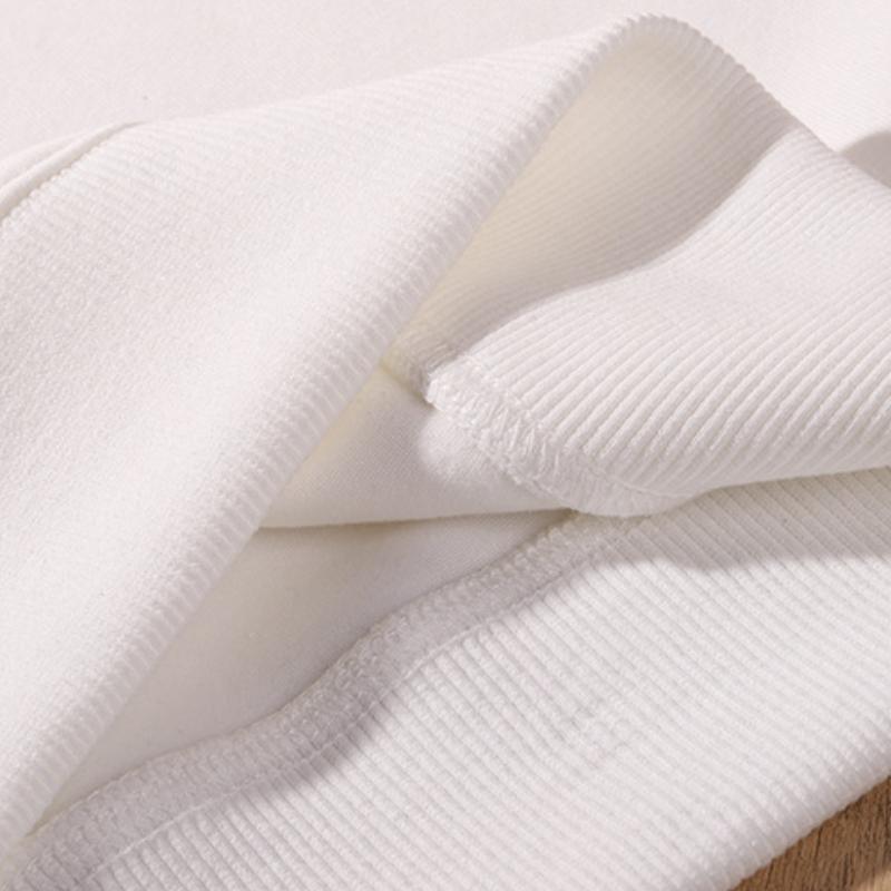 320g Yuvarlak Yaka Kapşonlu Erkek ve Kadın Sonbahar ve Kış Düz Renk Bol Büyük Beden Tişört Uzun Kollu Üst