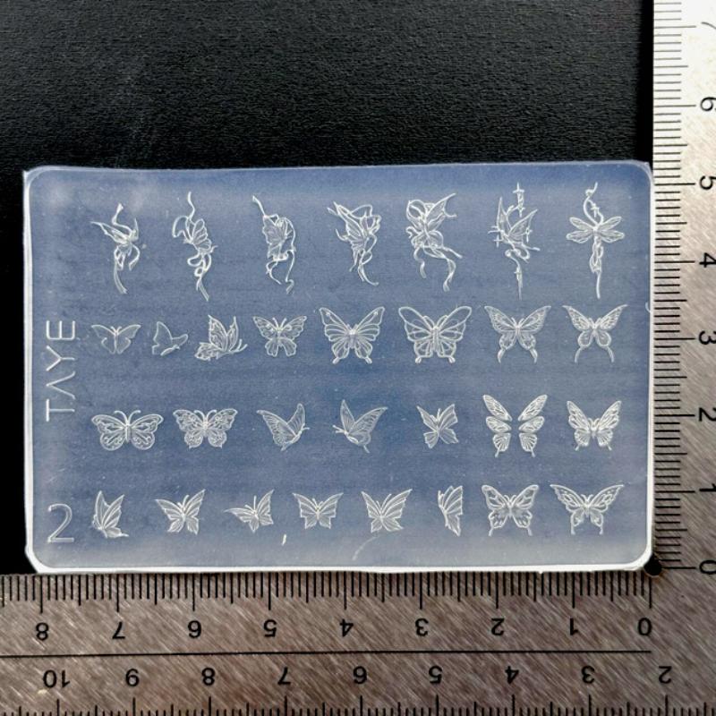 Butterfly Flower 3D Silicone Nail Art Mold Diy Vintage Flower Frame Floral Design Transparent Relief Template Manicure Tools