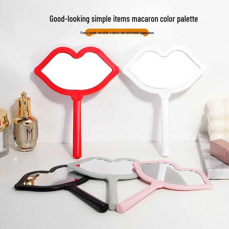 HD Lip Makeup Mirror with Plastic Handle, Vanity Mirror with DIY Option