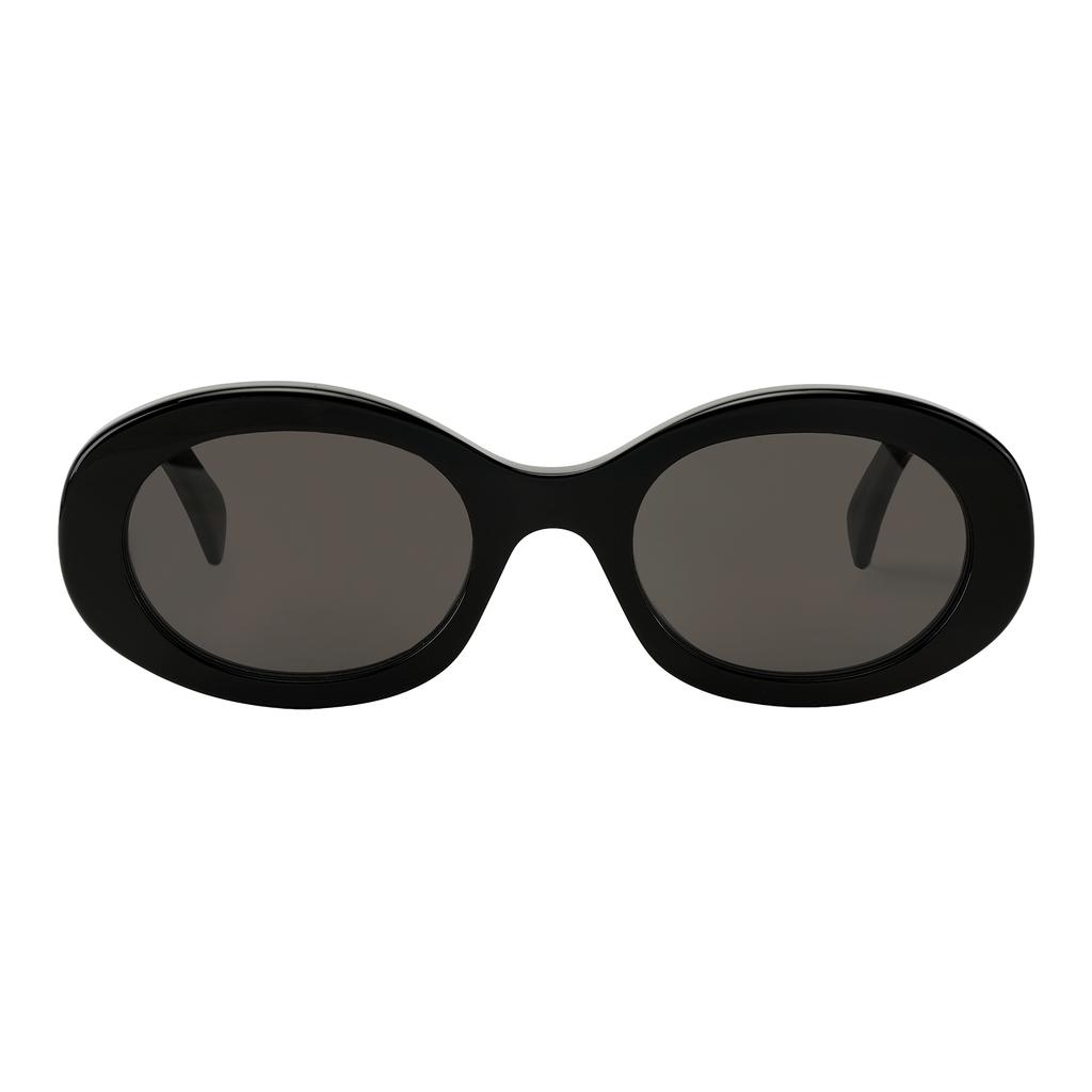 Celine Triomphe Oval Sunglasses With Logo Decoration Women sunglasses Black CL40194U-01A